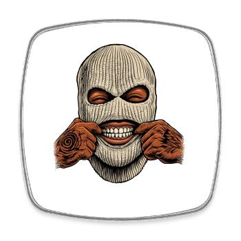 Gangster Ski Mask 90s Old School Hip Hop - Square fridge magnet - white - Front