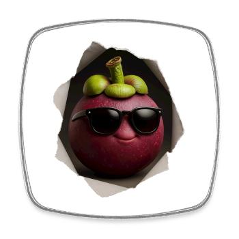 Mangostane mit Sonnenbrille - Viereckiger Kühlschrankmagnet - Weiß - Vorne