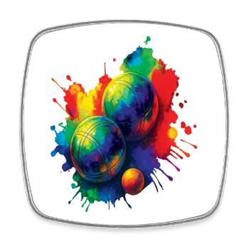 Pétanque Splash Art - Colorful Ball Game - Square fridge magnet - white - Front