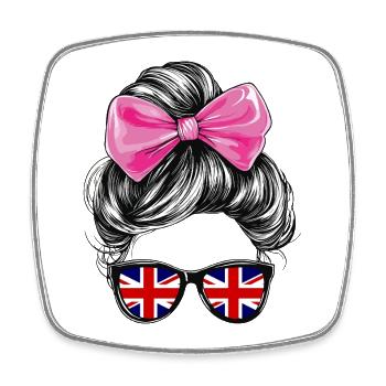 United Kingdom UK Flag Woman Sunglasses - Square fridge magnet - white - Front