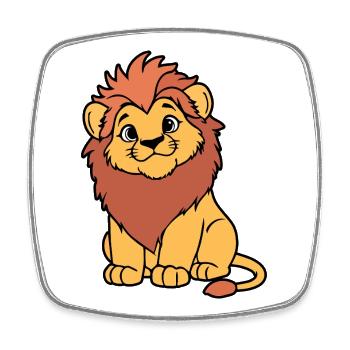 Warm cartoon lion cub - Square fridge magnet - white - Front