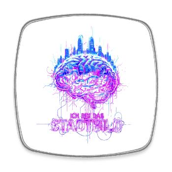 Je suis le paysage urbain - Cerveau néon - Magnet carré - blanc - Devant