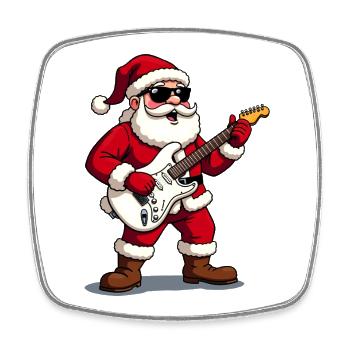 Rocking Santa Weihnachtsmann mit Gitarre - Viereckiger Kühlschrankmagnet - Weiß - Vorne