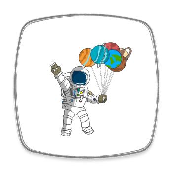 Astronaut Planets Outer Space 2nd Birthday Celeb - Square fridge magnet - white - Front