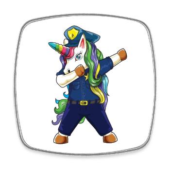 Einhorn-Polizist abtupfen Vater Officer Vatertags-Gi - Viereckiger Kühlschrankmagnet - Weiß - Vorne