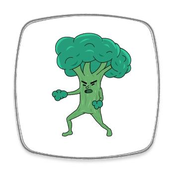 Broco Lee Broco Lee Broccoli Arts martiaux Kung Fu Jun de mots - Magnet carré - blanc - Devant