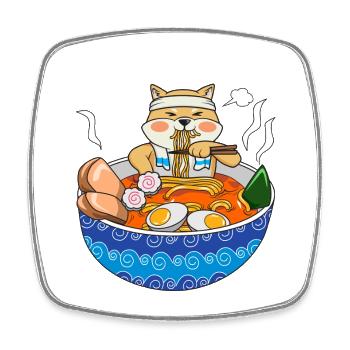 Kawaii Anime Shiba Inu Ramen Japanese Noodle Dog G - Square fridge magnet - white - Front