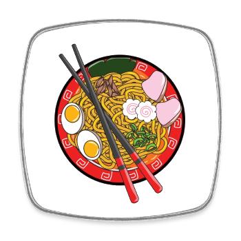 Ramen-Nudeln, japanische Feinschmecker-Essstäbchen, Kawaii Bo - Viereckiger Kühlschrankmagnet - Weiß - Vorne