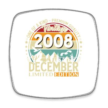 17th Birthday Vintage December Vintage 2008 - Square fridge magnet - white - Front