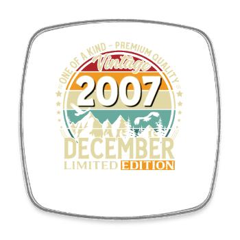 18. Geburtstag Vintage Dezember Jahrgang 2007 - Viereckiger Kühlschrankmagnet - Weiß - Vorne