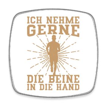 Coureur de marathon Take The Legs In Hand Running - Magnet carré - blanc - Devant