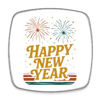Frohes Neues Jahr Feuerwerk Typografie - Viereckiger Kühlschrankmagnet - Weiß - Vorne
