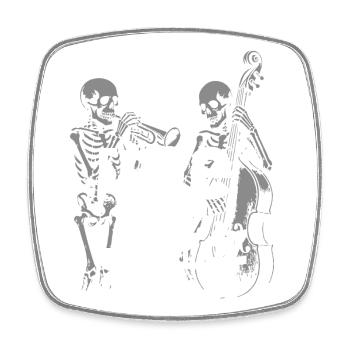 Free Jazz Skeletons Band - Viereckiger Kühlschrankmagnet - Weiß - Vorne