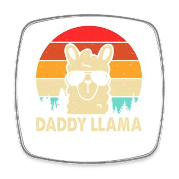 Daddy Llama - Square fridge magnet - white - Front