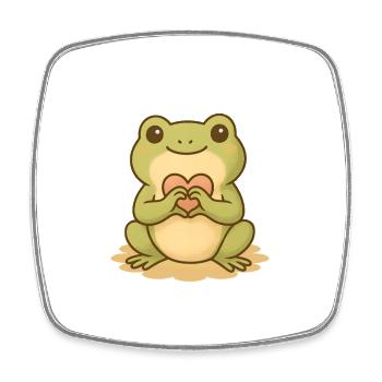 Kawaii Frog with Heart – Cute Frog - Square fridge magnet - white - Front