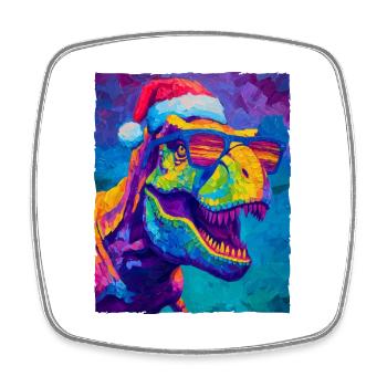 Dinosaur T-Rex Christmas Portrait - Square fridge magnet - white - Front