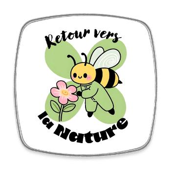 Abeille, écologie et retour vers la nature - Magnet carré - blanc - Devant