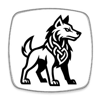 Wolf Wikinger - Viereckiger Kühlschrankmagnet - Weiß - Vorne