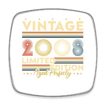 2008 Vintage Retro Geburtstagsgeschenk - Viereckiger Kühlschrankmagnet - Weiß - Vorne