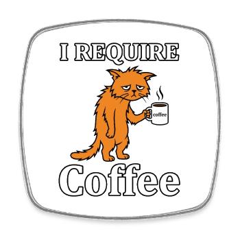J’ai besoin d’un café en disant drôle de chat fatigué - Magnet carré - blanc - Devant