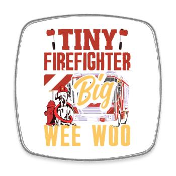 Wee Woo Squad Fire Tiny Firefighter - Square fridge magnet - white - Front