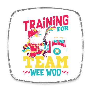 Wee Woo Squad Fire Tiny Firefighter - Square fridge magnet - white - Front