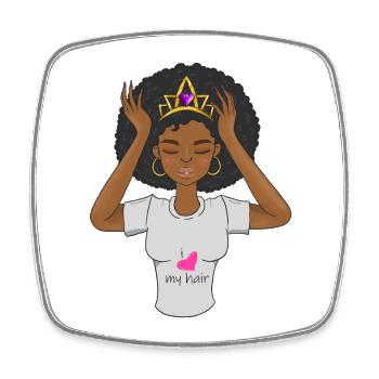 Black Afro Queen I Love My Hair Natural Melanin Gi - Square fridge magnet - white - Front