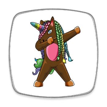 Einhorn-Zöpfe abtupfen Regenbogenhaar-Magie-Fantasie - Viereckiger Kühlschrankmagnet - Weiß - Vorne