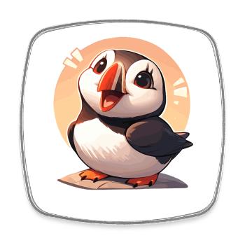 Puffin Papageientaucher - Viereckiger Kühlschrankmagnet - Weiß - Vorne