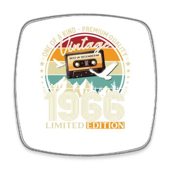 59. Geburtstag Kassette Dezember Jahrgang 1966 - Viereckiger Kühlschrankmagnet - Weiß - Vorne