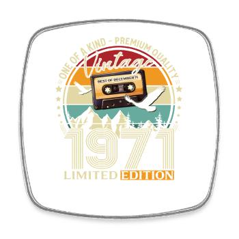 54th Birthday Cassette December 1971 - Square fridge magnet - white - Front