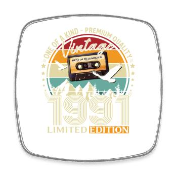 34th Birthday Cassette December 1991 - Square fridge magnet - white - Front