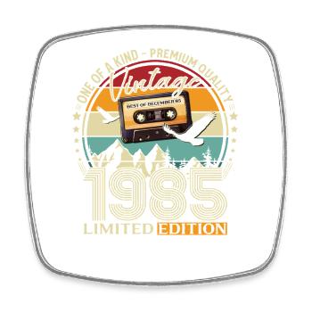 Cassette du 40e anniversaire Vintage décembre 1985 - Magnet carré - blanc - Devant