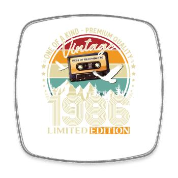 Cassette du 39e anniversaire Vintage décembre 1986 - Magnet carré - blanc - Devant