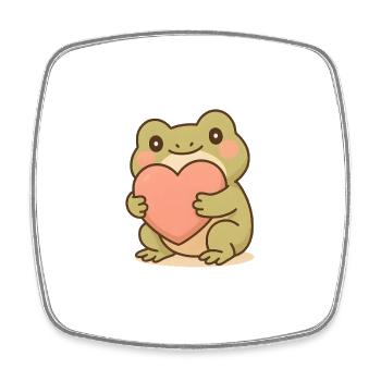 Kawaii Frog with Big Heart – Cute Frog Art - Square fridge magnet - white - Front