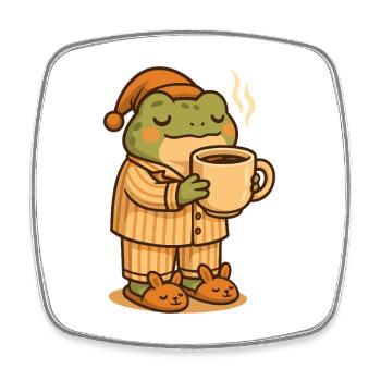 Kawaii Cozy Frosch im Schlafanzug – Frog Art - Viereckiger Kühlschrankmagnet - Weiß - Vorne