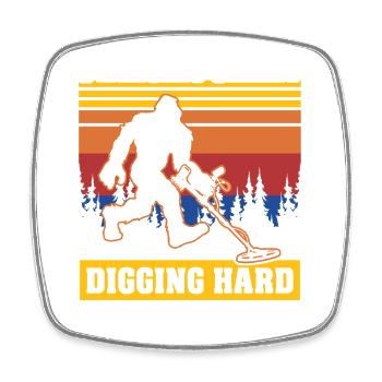 Sasquatches Dirt Fishing Big Foot - Viereckiger Kühlschrankmagnet - Weiß - Vorne
