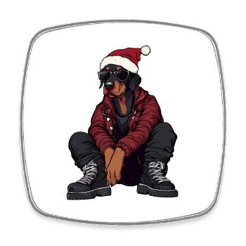 Doberman Dog Christmas Winter - Square fridge magnet - white - Front