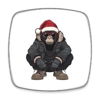 Gorilla Weihnachten Winter - Viereckiger Kühlschrankmagnet - Weiß - Vorne