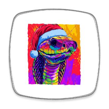 Portrait de Noël du cobra-serpent - Magnet carré - blanc - Devant