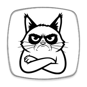 Cat Line Art Cartoon Illustration - Square fridge magnet - white - Front