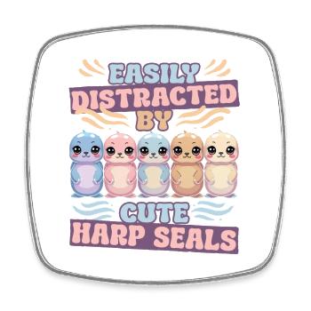 Harp seal seals - Square fridge magnet - white - Front