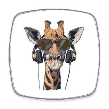 Girafe cool avec un casque et des lunettes de soleil - Magnet carré - blanc - Devant