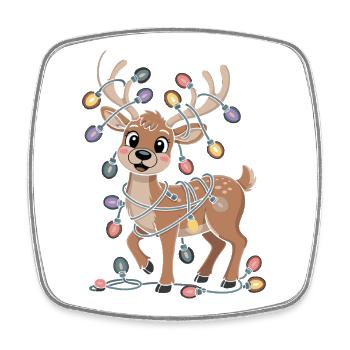 Lichterrentier Weihnachtsspaß - Viereckiger Kühlschrankmagnet - Weiß - Vorne