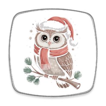 Écharpe magique de la chouette de Noël - Magnet carré - blanc - Devant