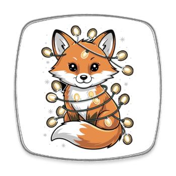 Lichterfuchs im Winterzauber Fuchs - Viereckiger Kühlschrankmagnet - Weiß - Vorne