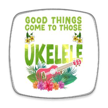 Hawaiian Ukulele Uke Good Things - Viereckiger Kühlschrankmagnet - Weiß - Vorne