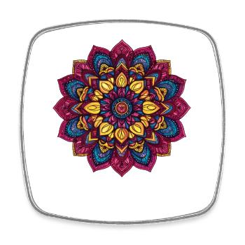 Colorful Mandala Floral Pattern - Square fridge magnet - white - Front