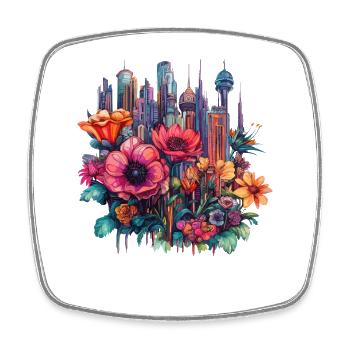 Blossom City Neon Magic - Square fridge magnet - white - Front