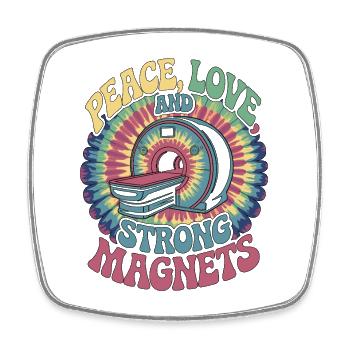 MRI Tech Peace Love And Radiographer Rad Tech - Viereckiger Kühlschrankmagnet - Weiß - Vorne